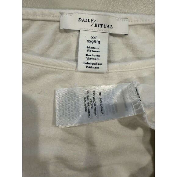 Daily Ritual Top Womens 2XL White Minimalist Casual Stretch Base Layer Travel - Picture 3 of 7